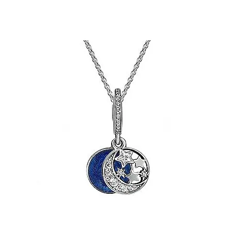Pandora 925 Sterling Silver Necklace Set Women's Blue