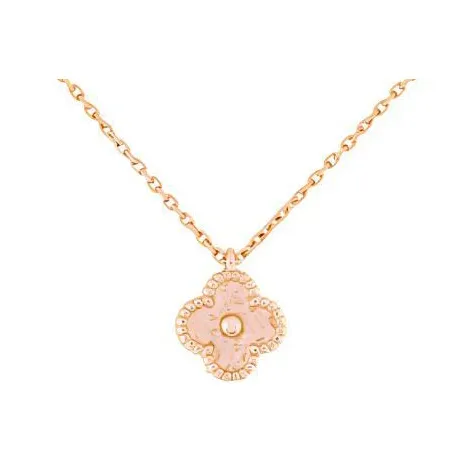 Van Cleef & Arpels Alhambra Four Leaf Lucky Series 18K Rose Gold Necklaces Women's Rose Gold, Single Flower