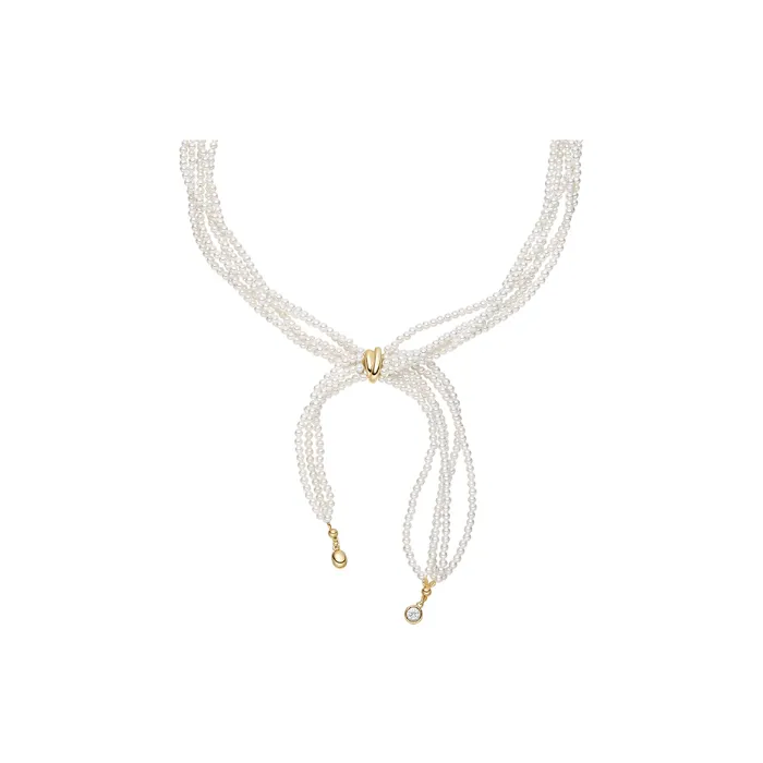 HEFANG 925 Sterling Silver Beaded Silk Scarf Necklace Women's