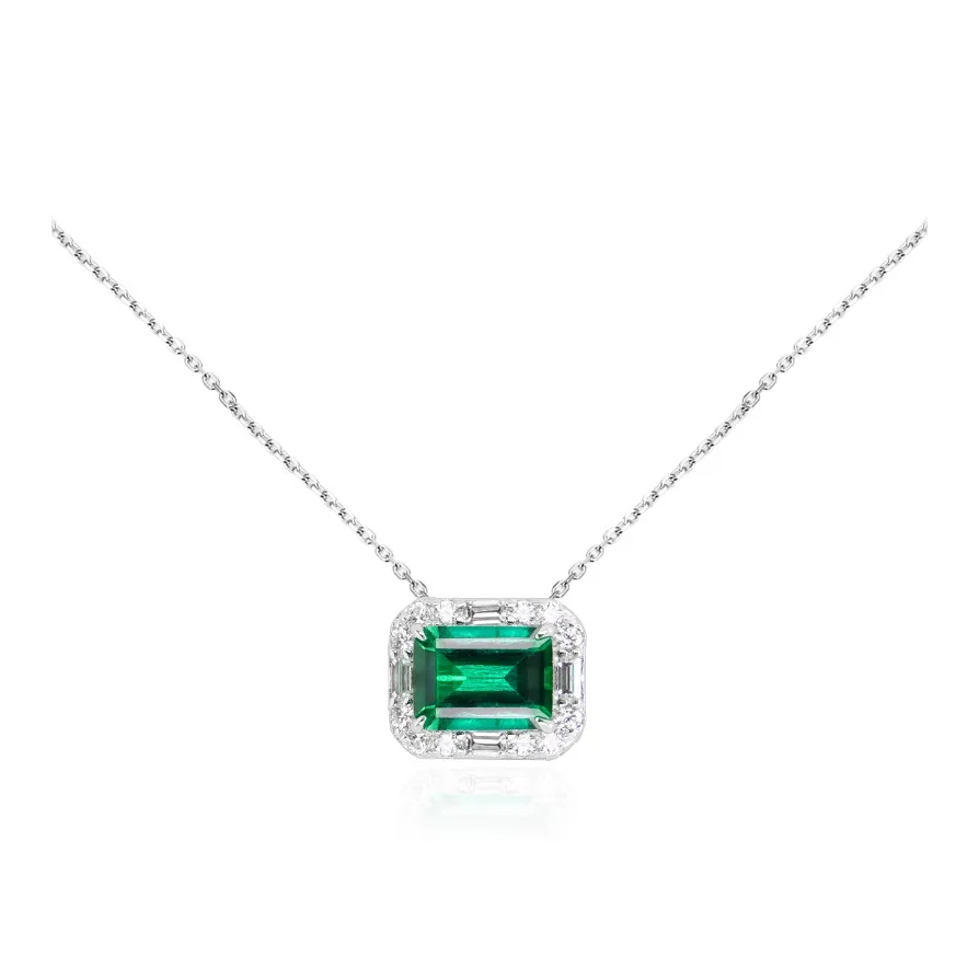 FUNNXI Cultivated Emerald Gemstone Necklaces Women's