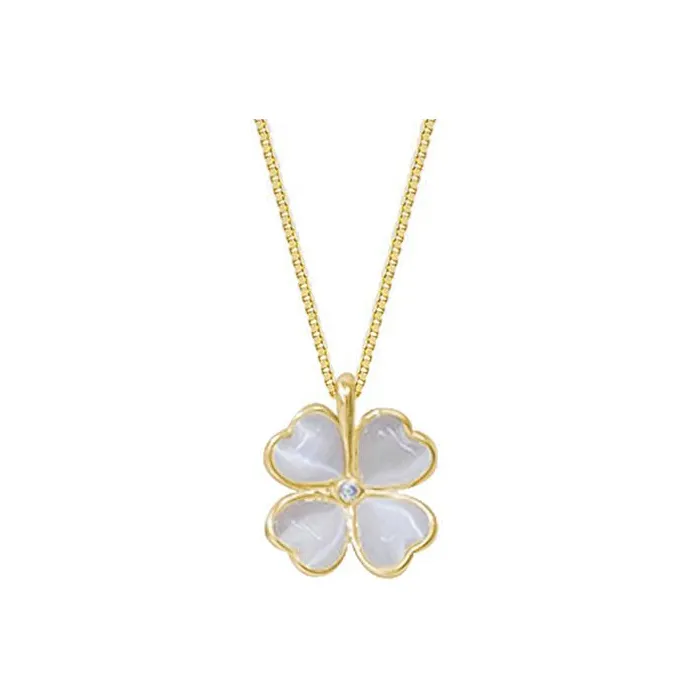 MUYAN Цветное стекло Four Leaf Clover Нефритовое ожерелье Женское