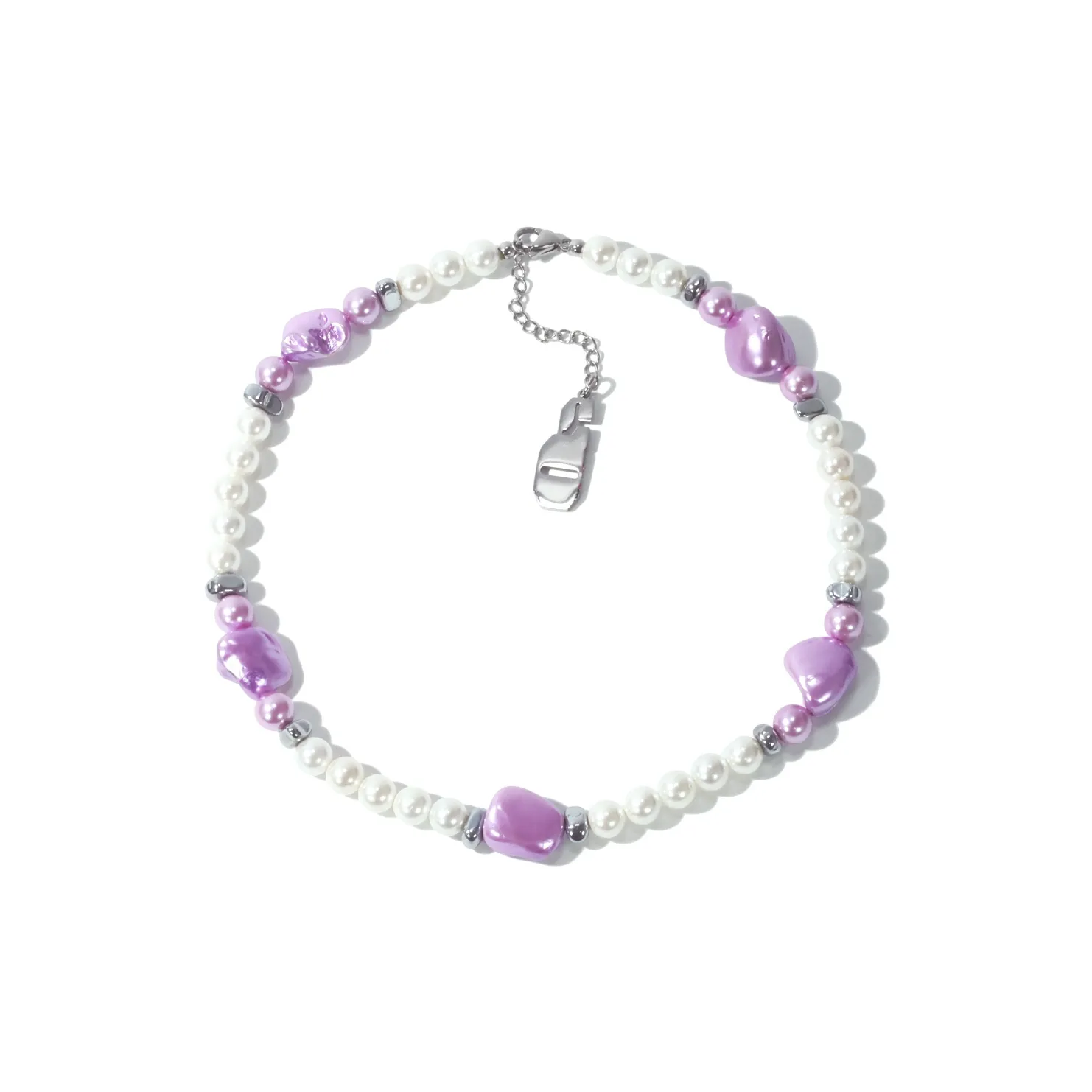 Get'em ON Фиолетовый Жемчужная раковина Белая раковина Жемчужные ожерелья Унисекс