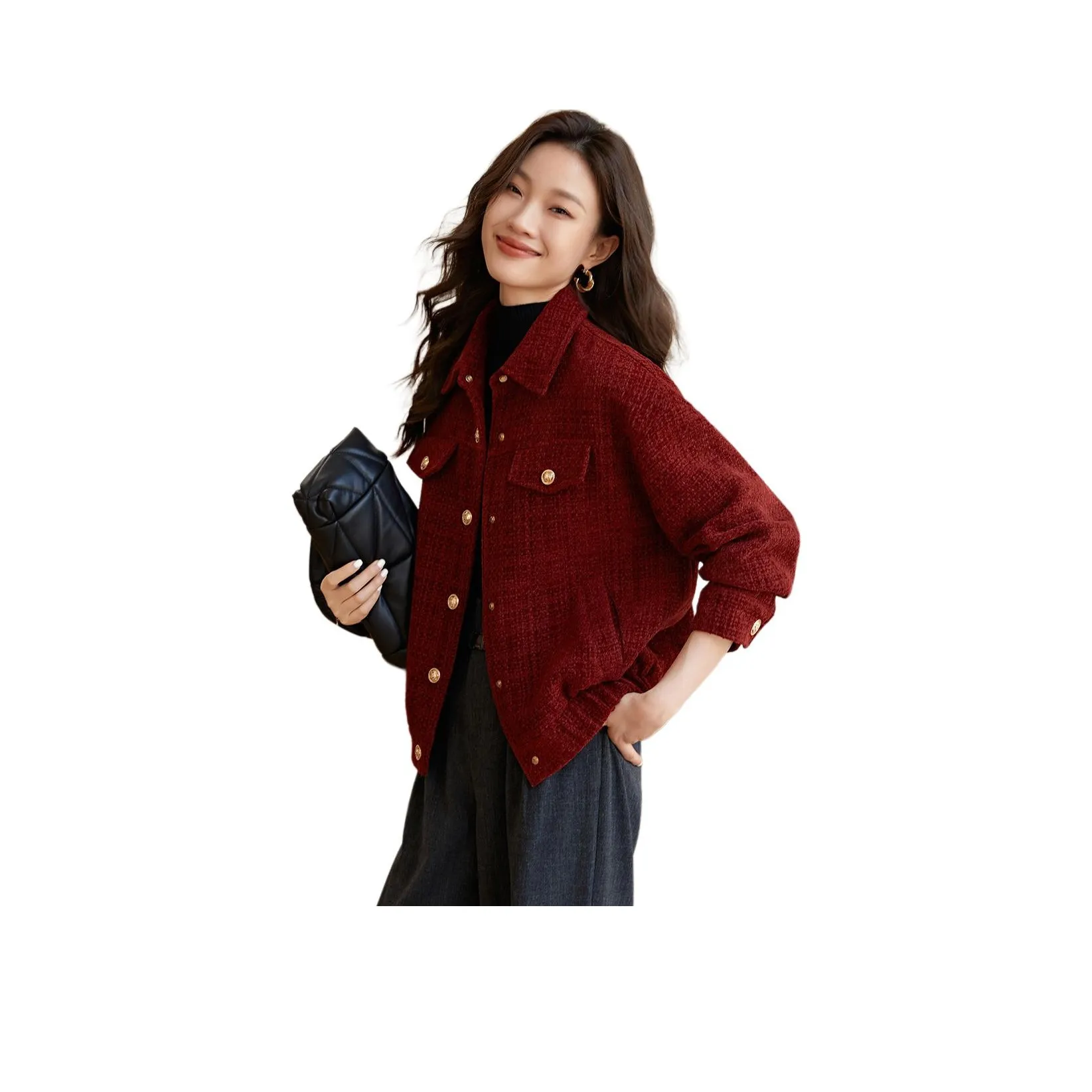 Mo Han Yi Mei Куртки и Пальто Женские Бордовый