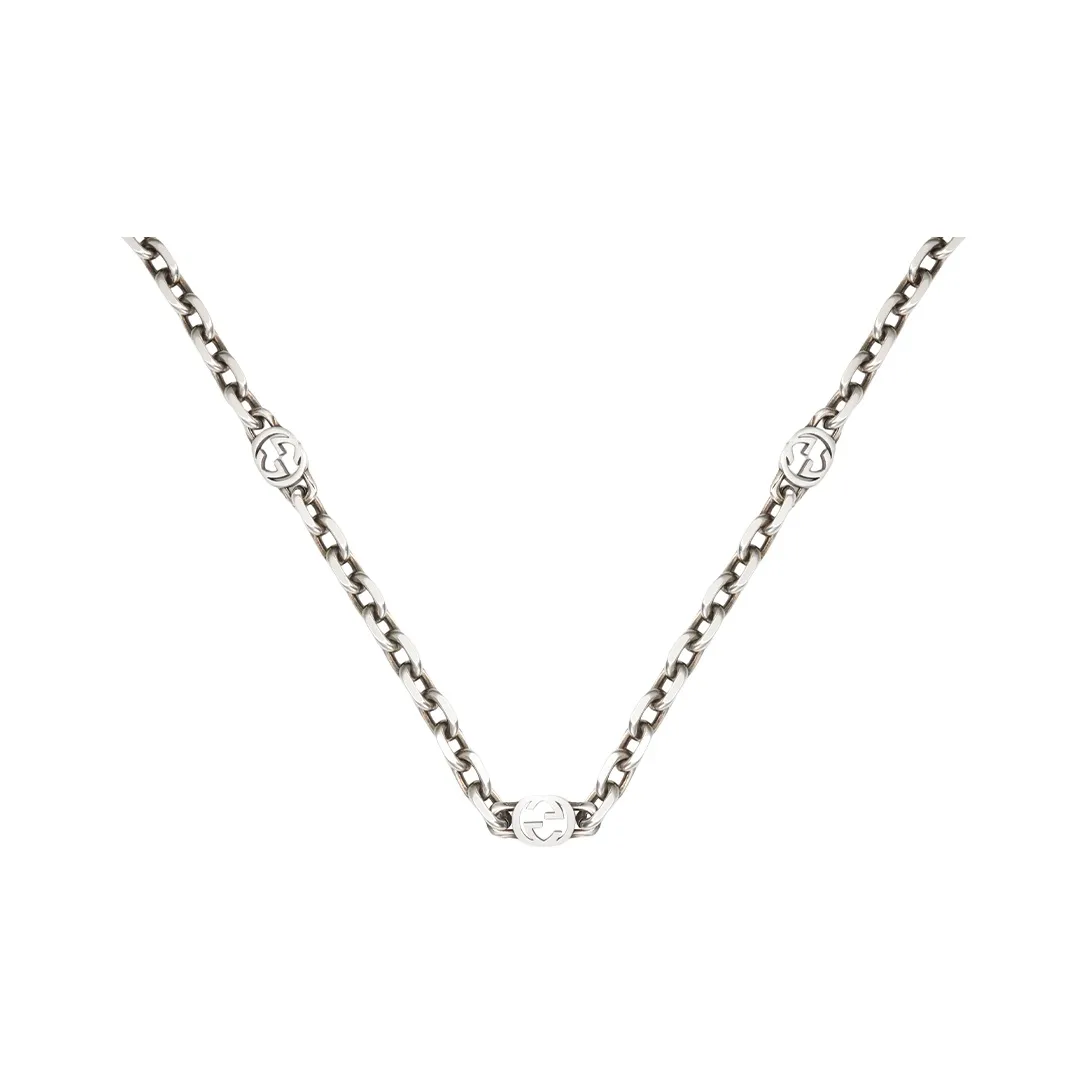 GUCCI 925 Sterling Silver Necklaces Unisex Silver