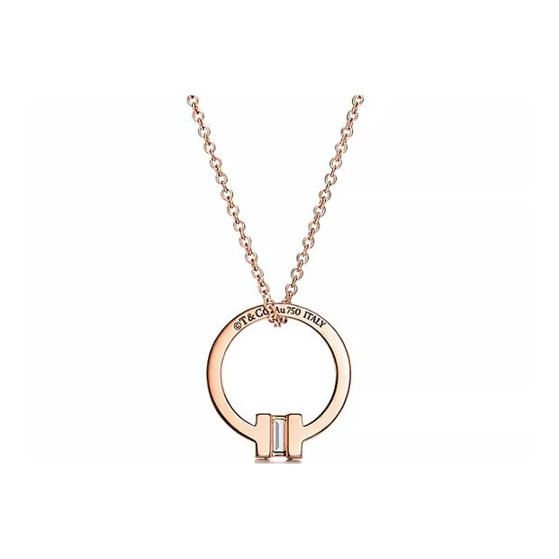 TIFFANY & CO. T Series 18K Rose Gold Necklaces Unisex
