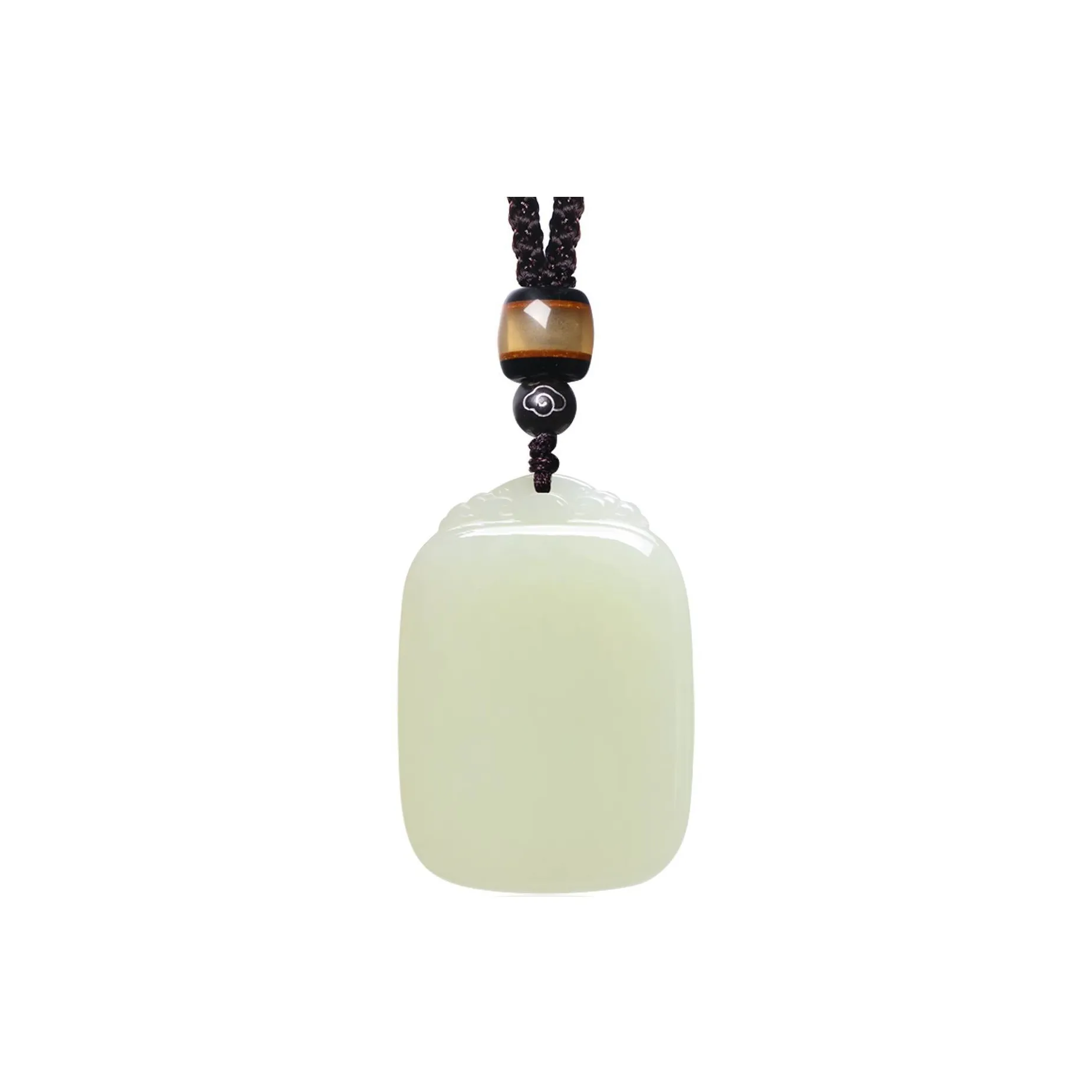 MARY WINDSOR Hetian Jade Double Sided Amulet Pendant Pale Greenish White Jade Unisex