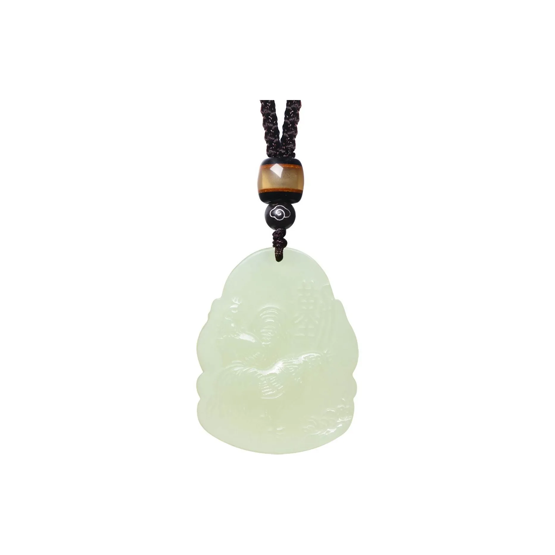 MARY WINDSOR Hetian Jade Guardian Deity Pendant Pale Greenish White Jade Unisex