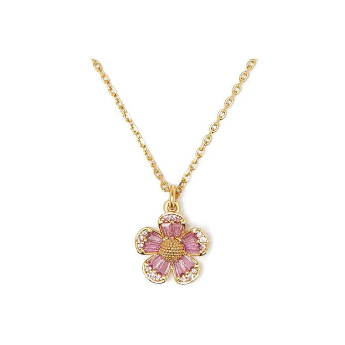 Kate Spade Metal, Cubic Zirconia Necklaces Women's Gold/Pink