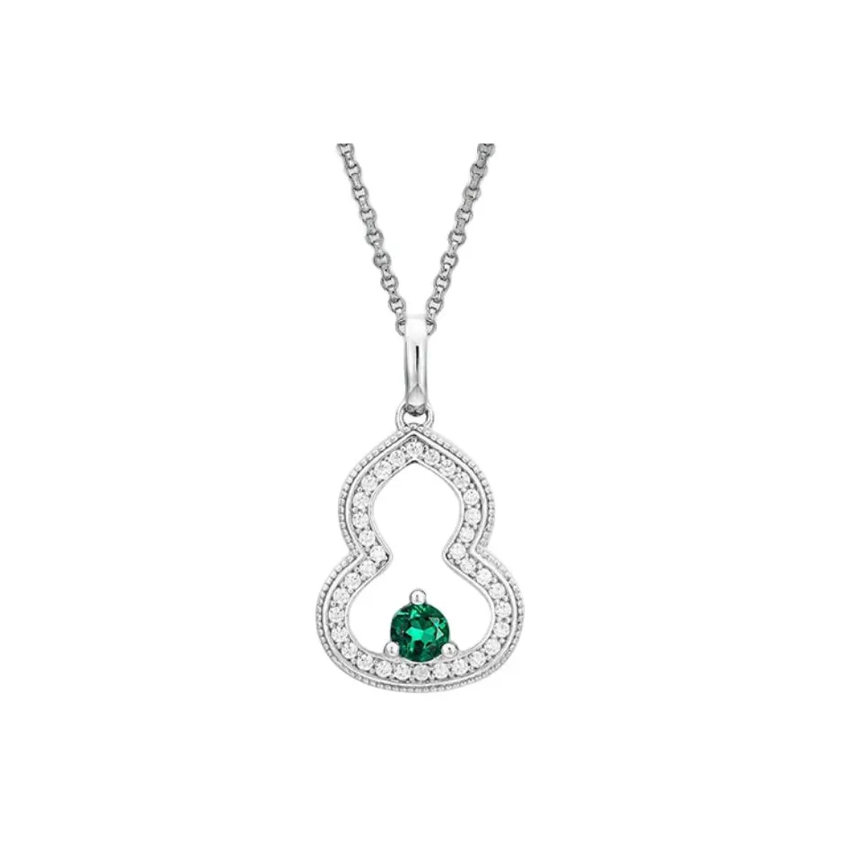 KOYOOME S925 Silver Cultured Emerald Round Bead Chain Unisex