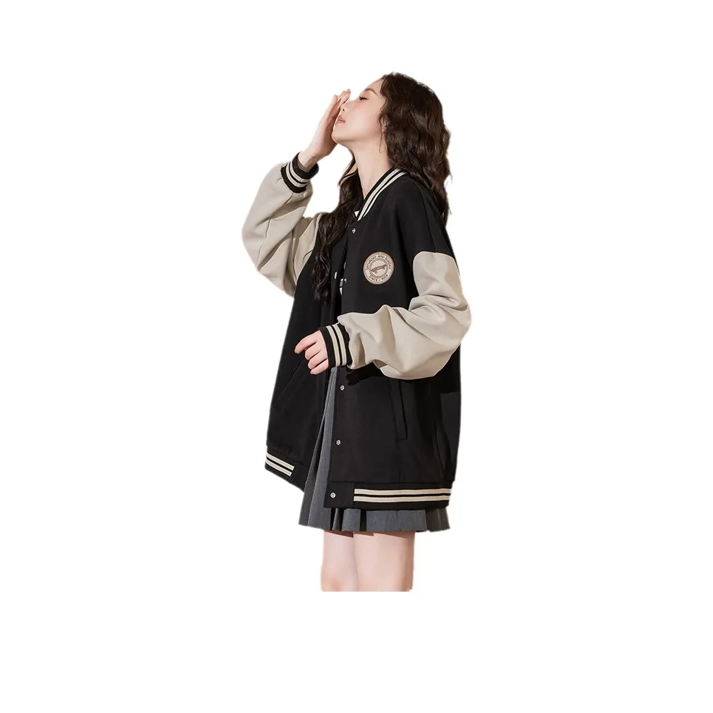 Tonlion Бейсбольная куртка Женская Черная