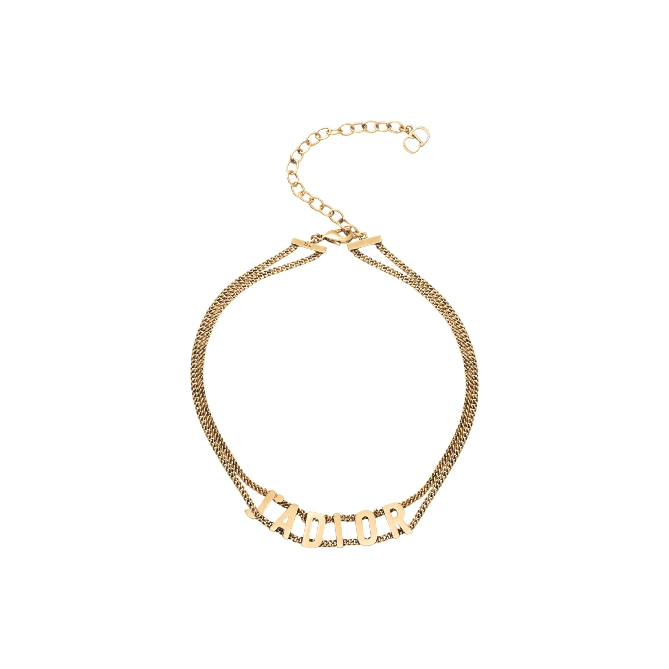 DIOR J'Adior Faux Antique Gold Metal Necklaces Women's
