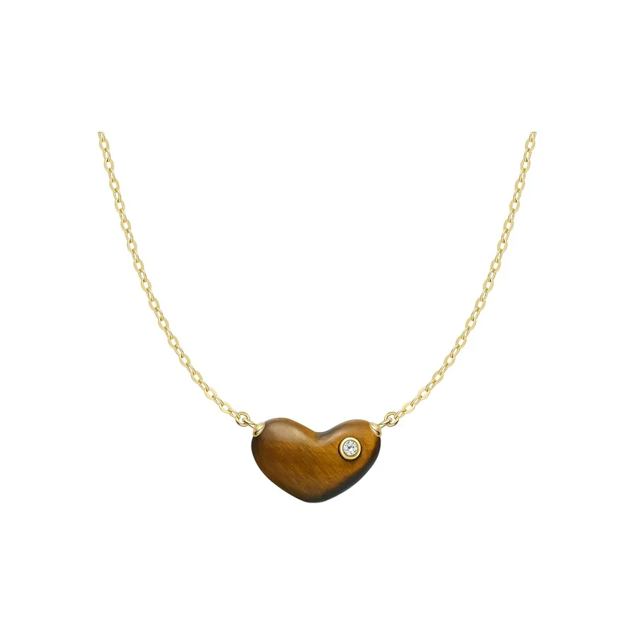 HEFANG Tableware 925 Sterling Silver Sweetheart Bean Collarbone Chain Women's Cocoa Brown
