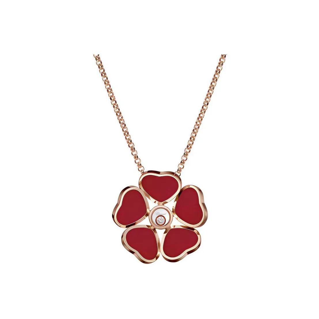 CHOPARD 18K Rose Gold Necklaces Women's Red