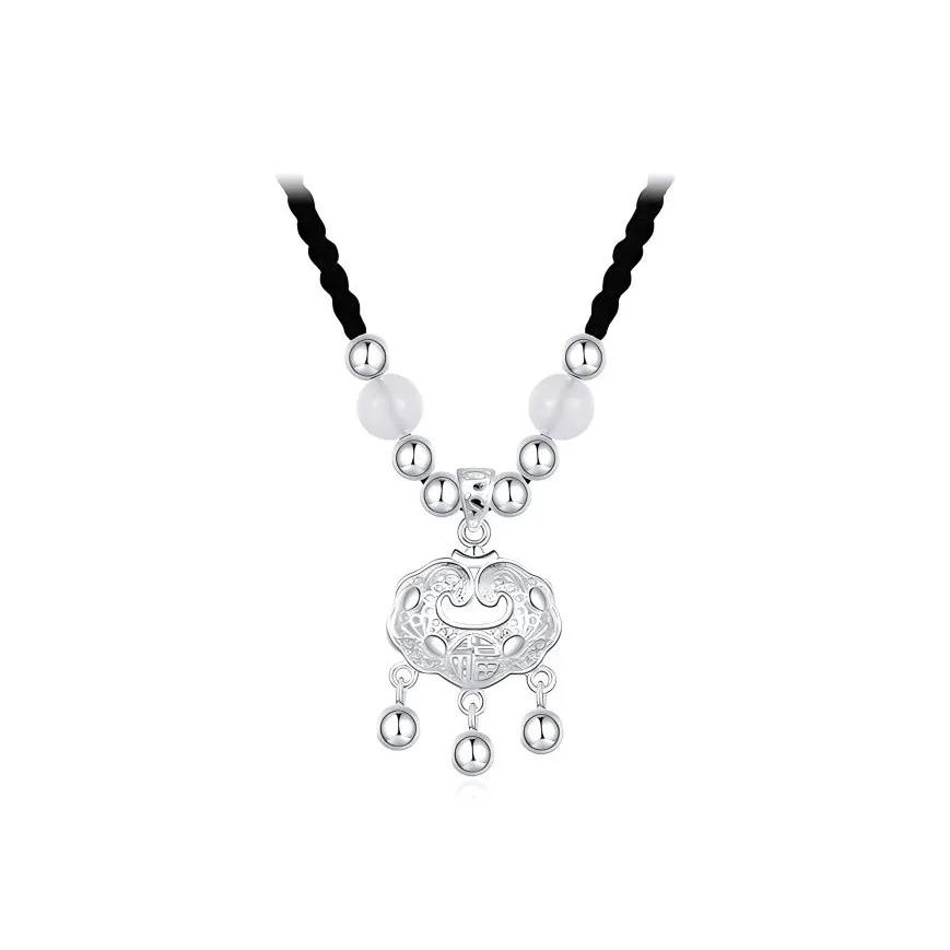 LUYUO Регулируемый Привлечение богатства и удачи Богатство Долголетие Замок Ручная Ткань Вязаная Повседневный Коммутирование Универсальный Ожерелья Унисекс