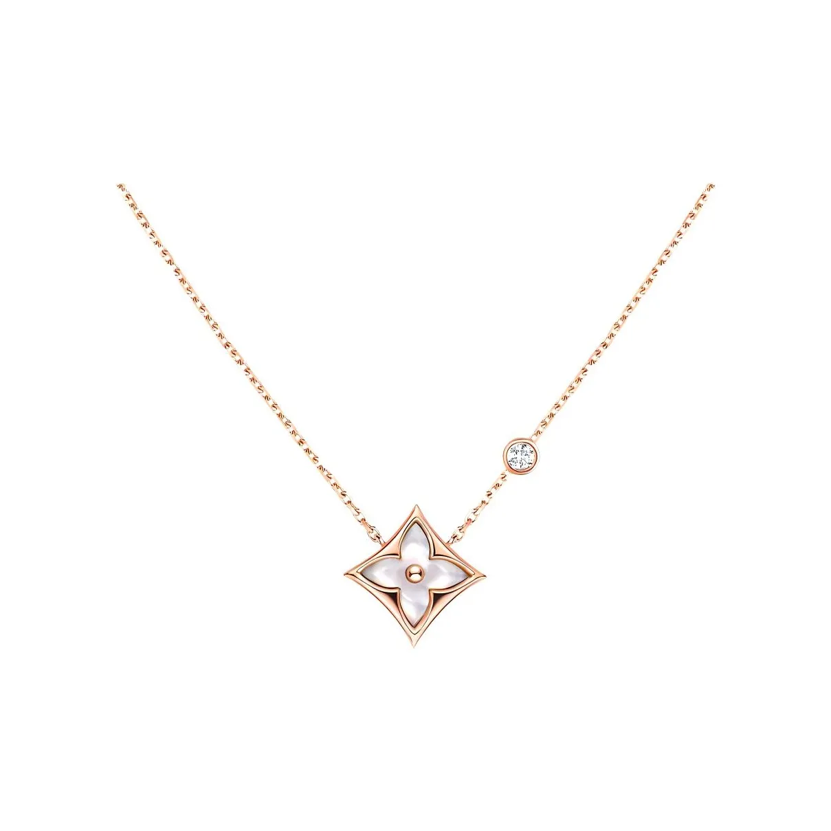 Lv Color Blossom Bb Star Pendant Pink Gold White Mother of Pearl And Diamond