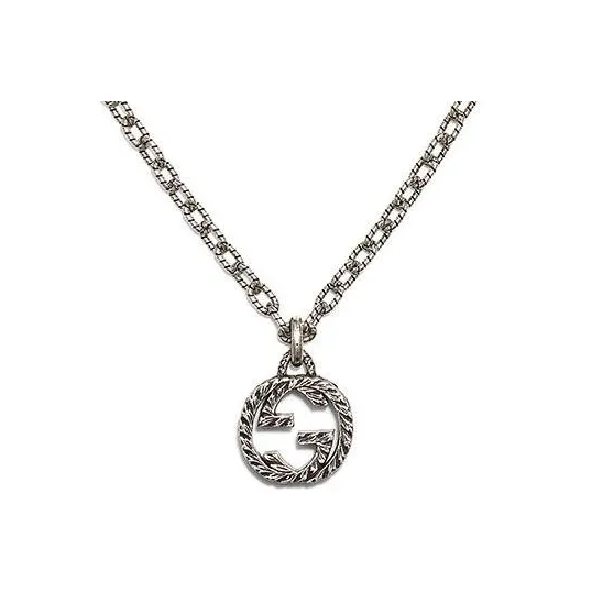 GUCCI 2000 2024 Sterling Silver Interlocking G Pendant Necklace