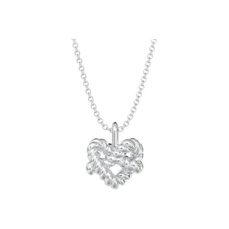 Mistova JEWELRY S925 Silver Heart Tie Up Knot Necklace Women's