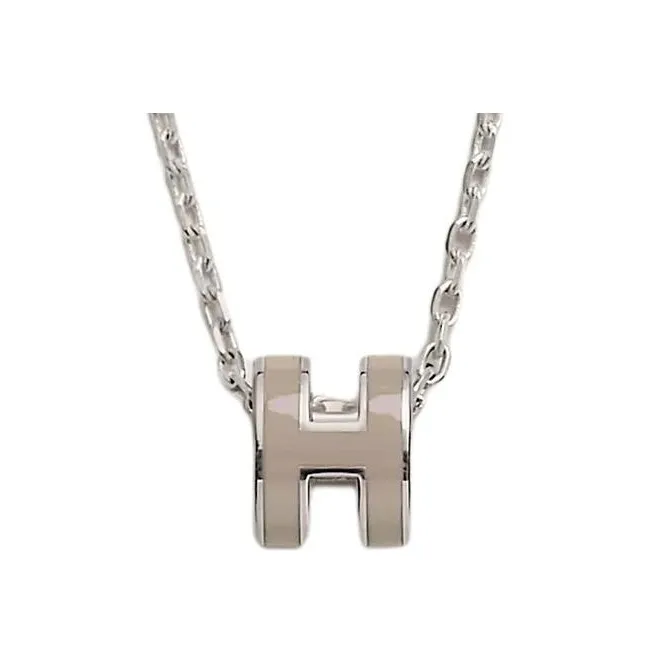 HERMES Mini Pop H Pendant Palladium tone