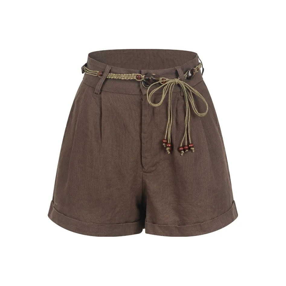 NANING9 Повседневные шорты женские кофейного цвета