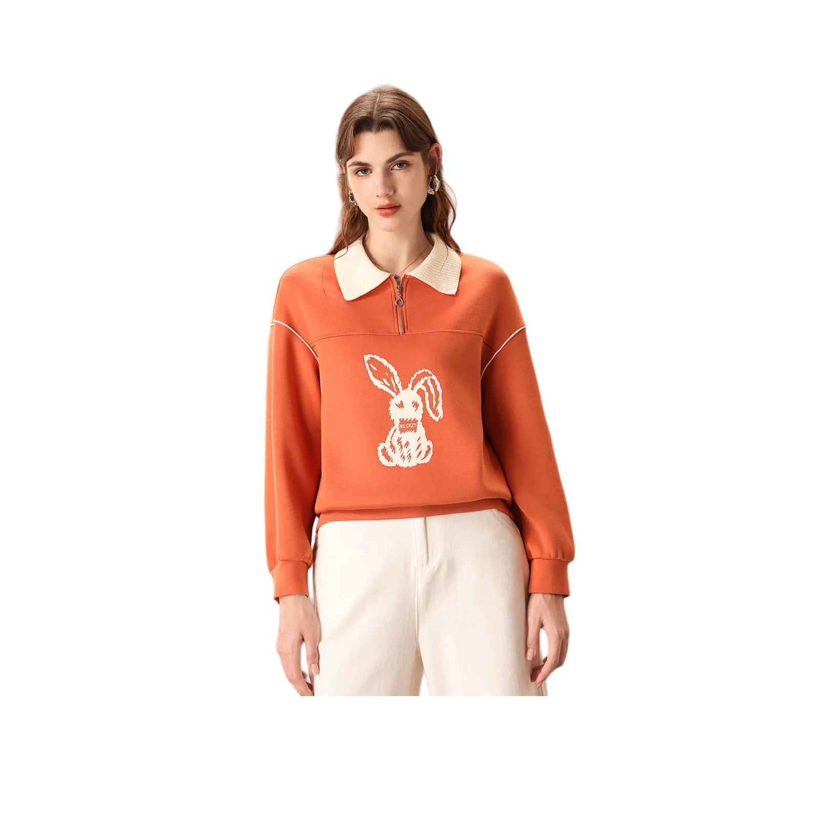FENHONGMALI Sweatshirts Women's Orange