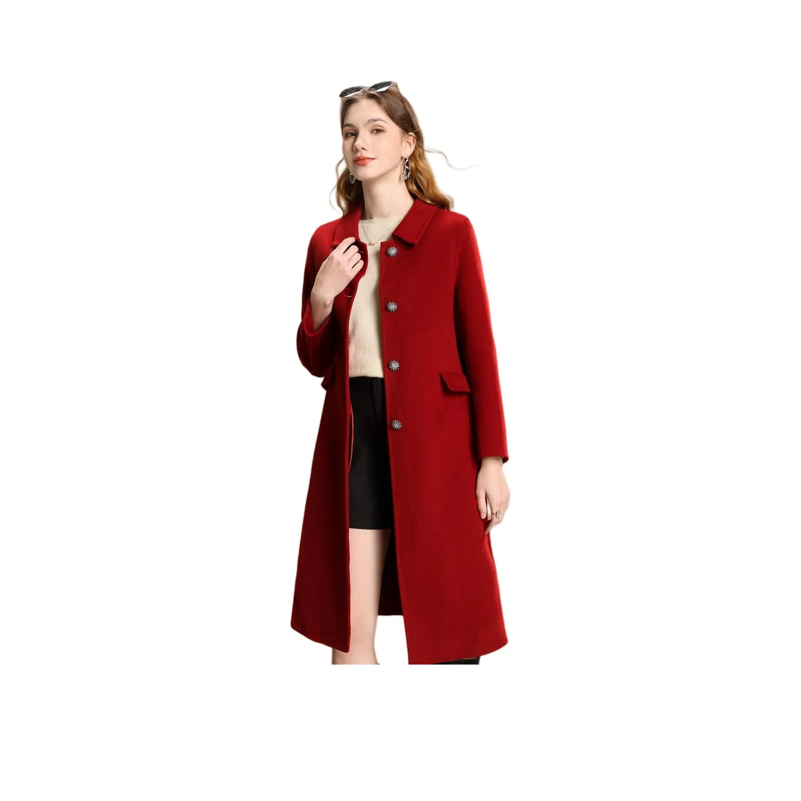 FENHONGMALI Куртка Женская Французская Красная