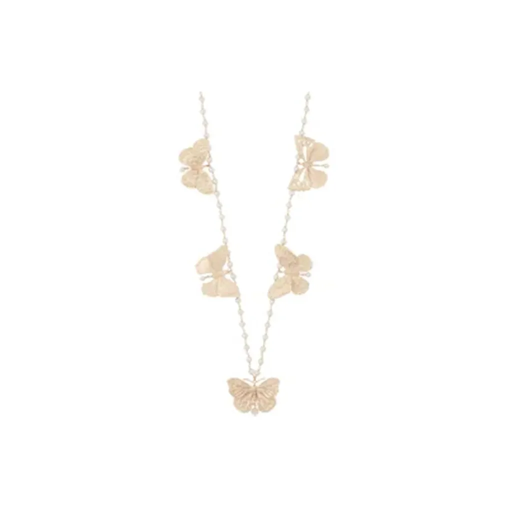 DIOR Metal, Resin Pearl Necklaces Women's Matte Gold