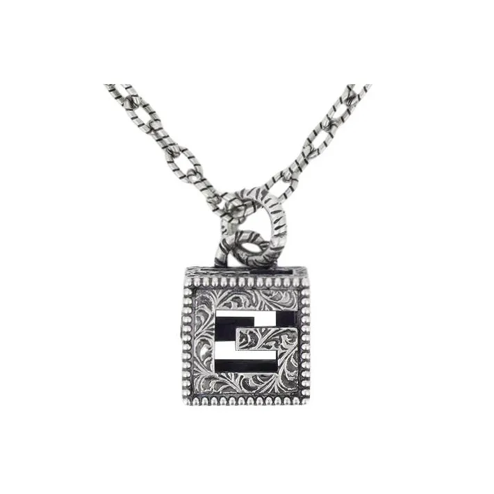 GUCCI 925 Sterling Silver Necklaces Unisex Silver