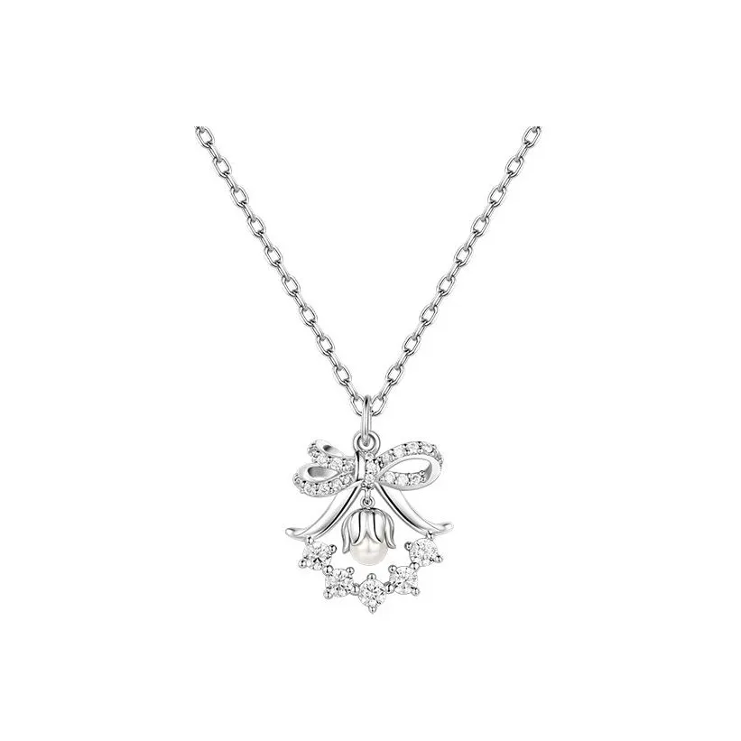 FANCI S925 Silver Inlaid With Shell Beads Necklaces Women's Silver Gold