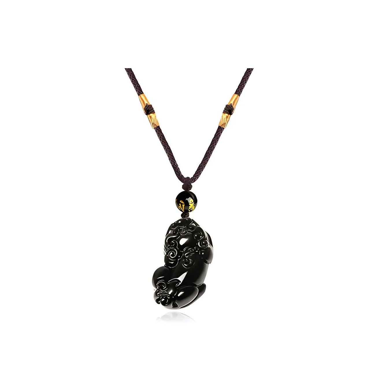 TRUE ME Obsidian Strawberry Crystal Braided String Necklace Unisex