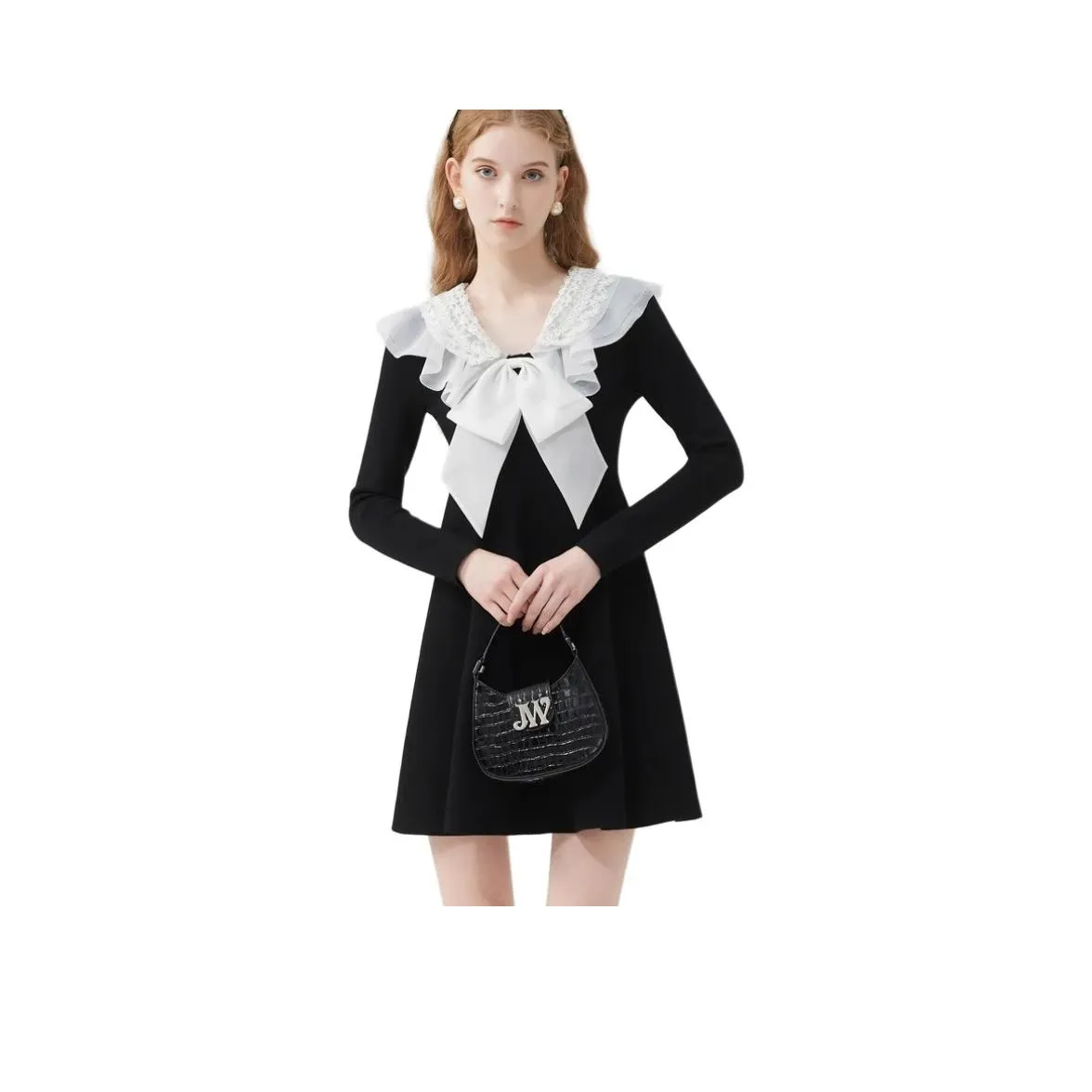 JORYAweekend Длинное платье с длинными рукавами женское черное