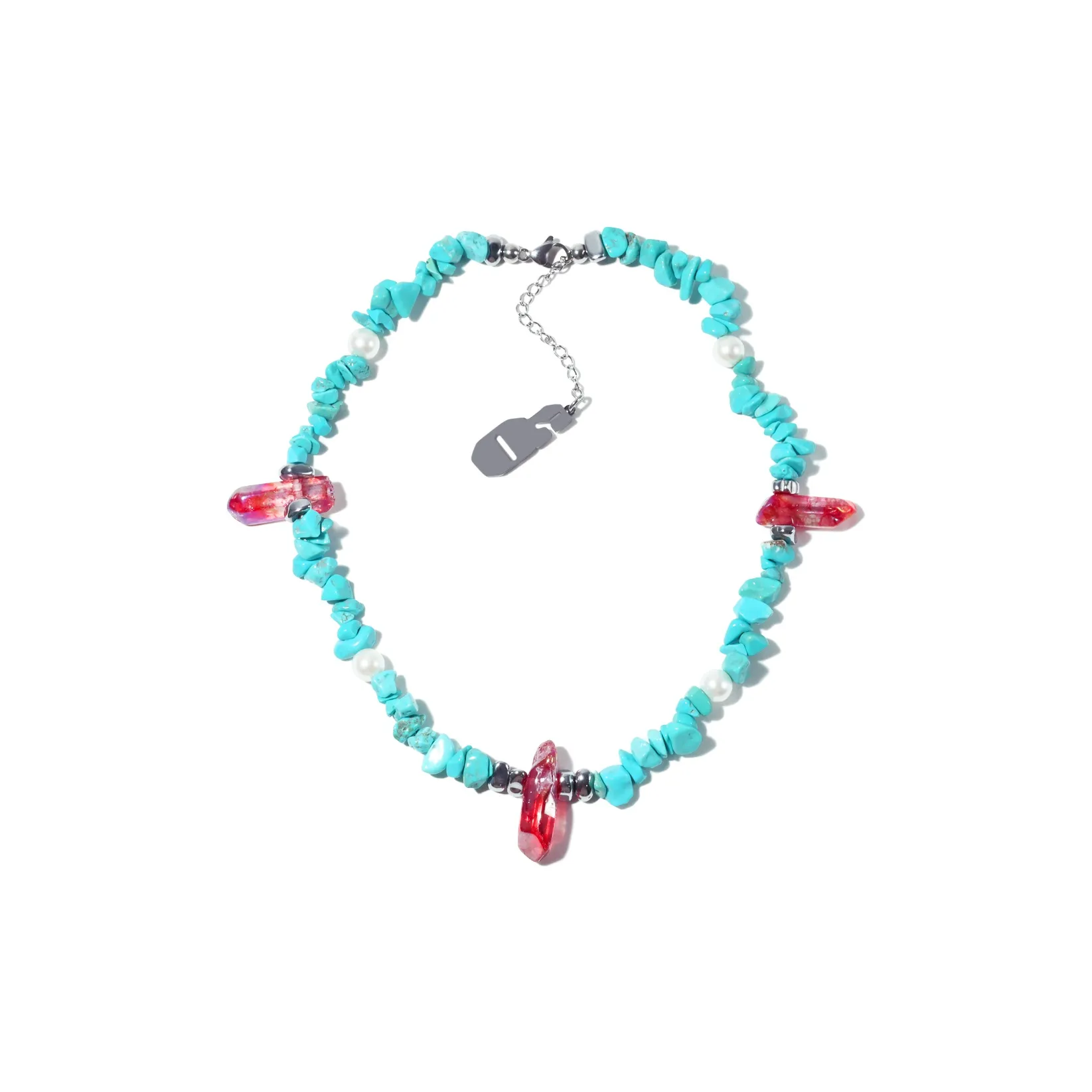 Get'em ON Синий Crushed Камень Белая раковина Бусины Фиолетовый Камень Columns Ожерелья Унисекс