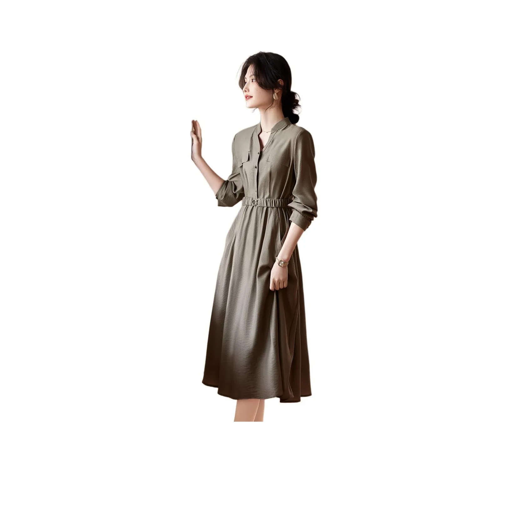 XWI Long Sleeved Dresses Women's Gray Green