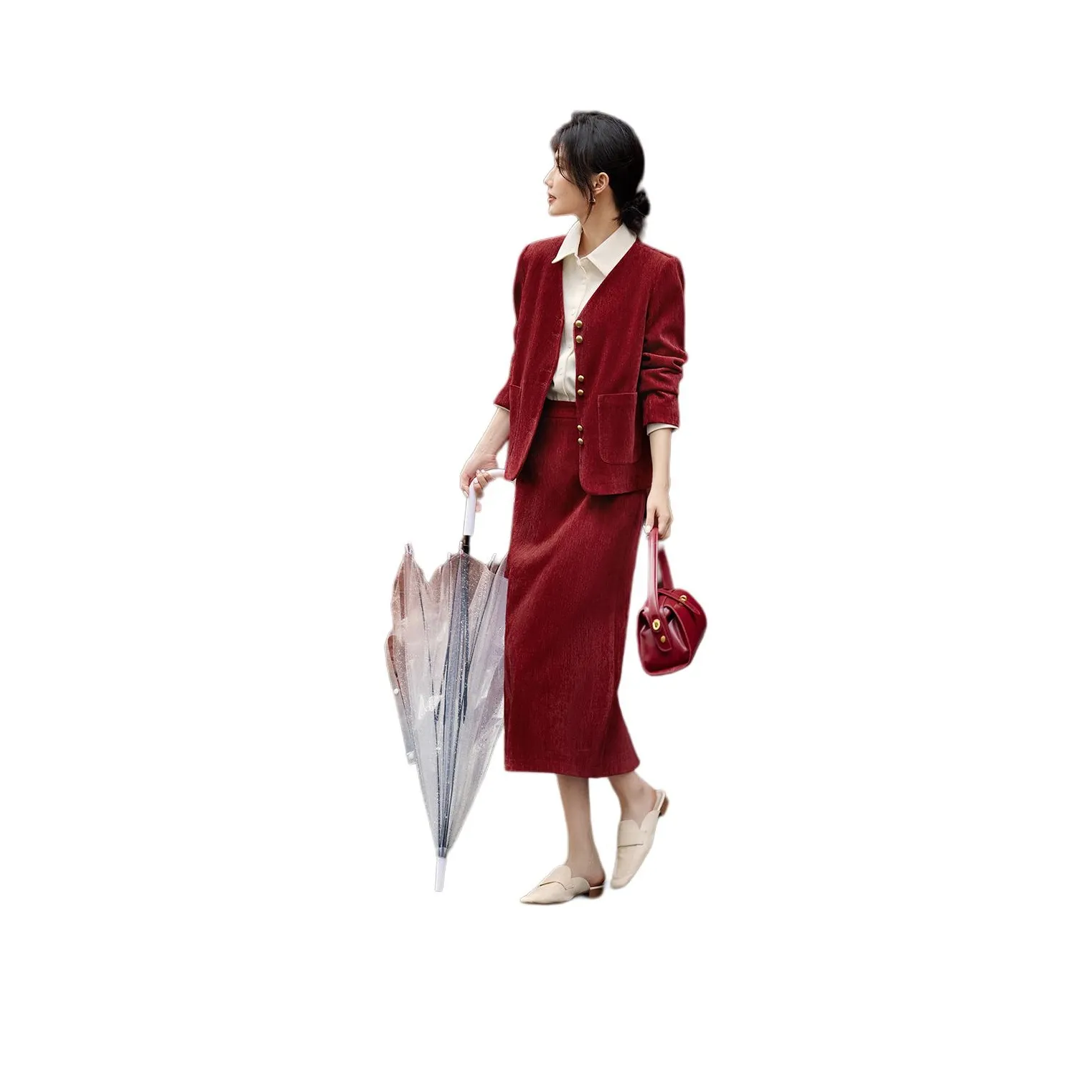 XWI Two Piece Skirt Sets Women's Maroon