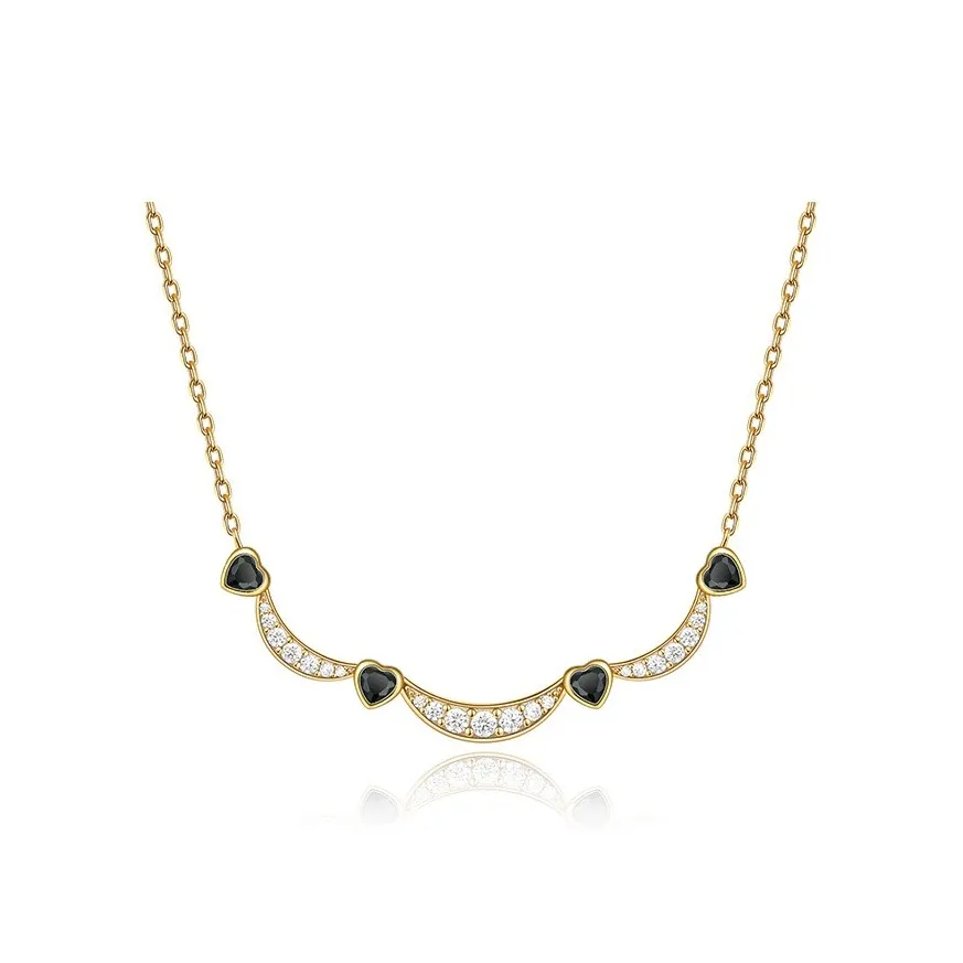FANCI S925 Silver Inlaid Heart Gemstone Necklaces Women's