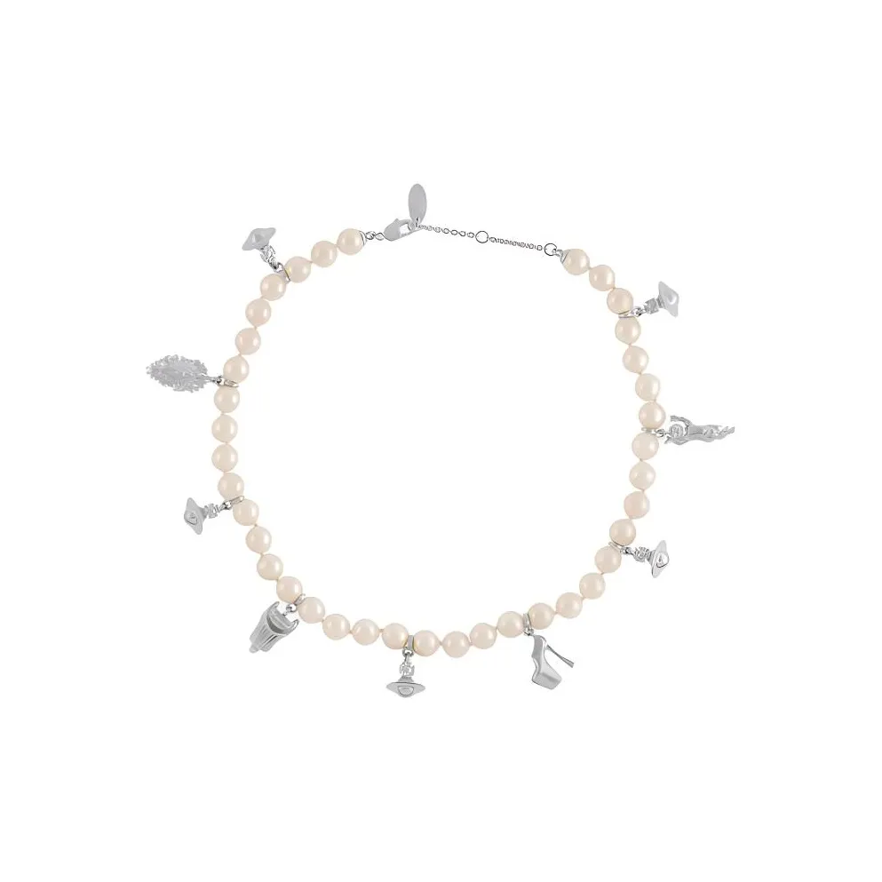 Vivienne Westwood ANGLO PEARL Стекло Жемчужные ожерелья Унисекс Серебряный