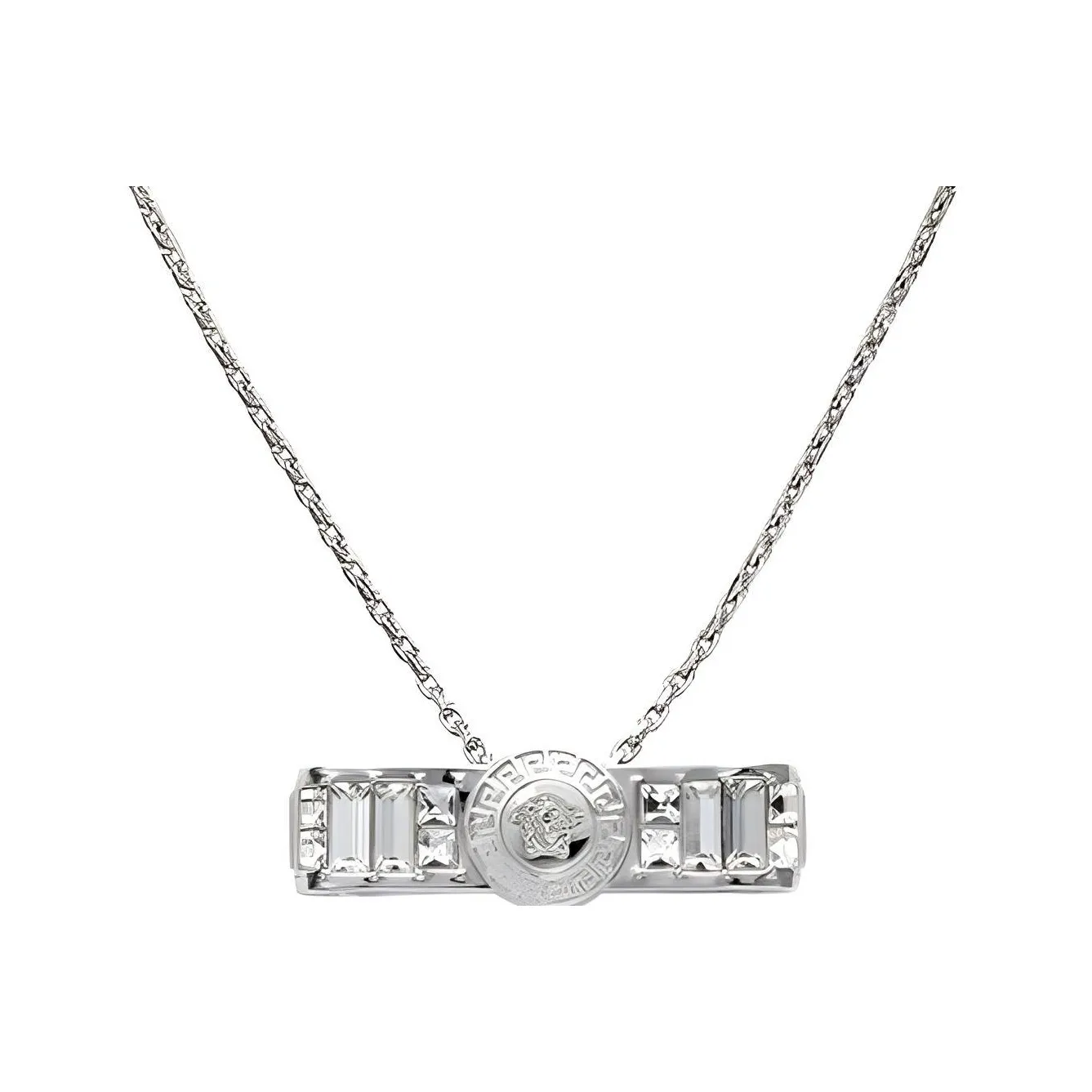 VERSACE Gianni Ribbon Crystal Pendant Necklace