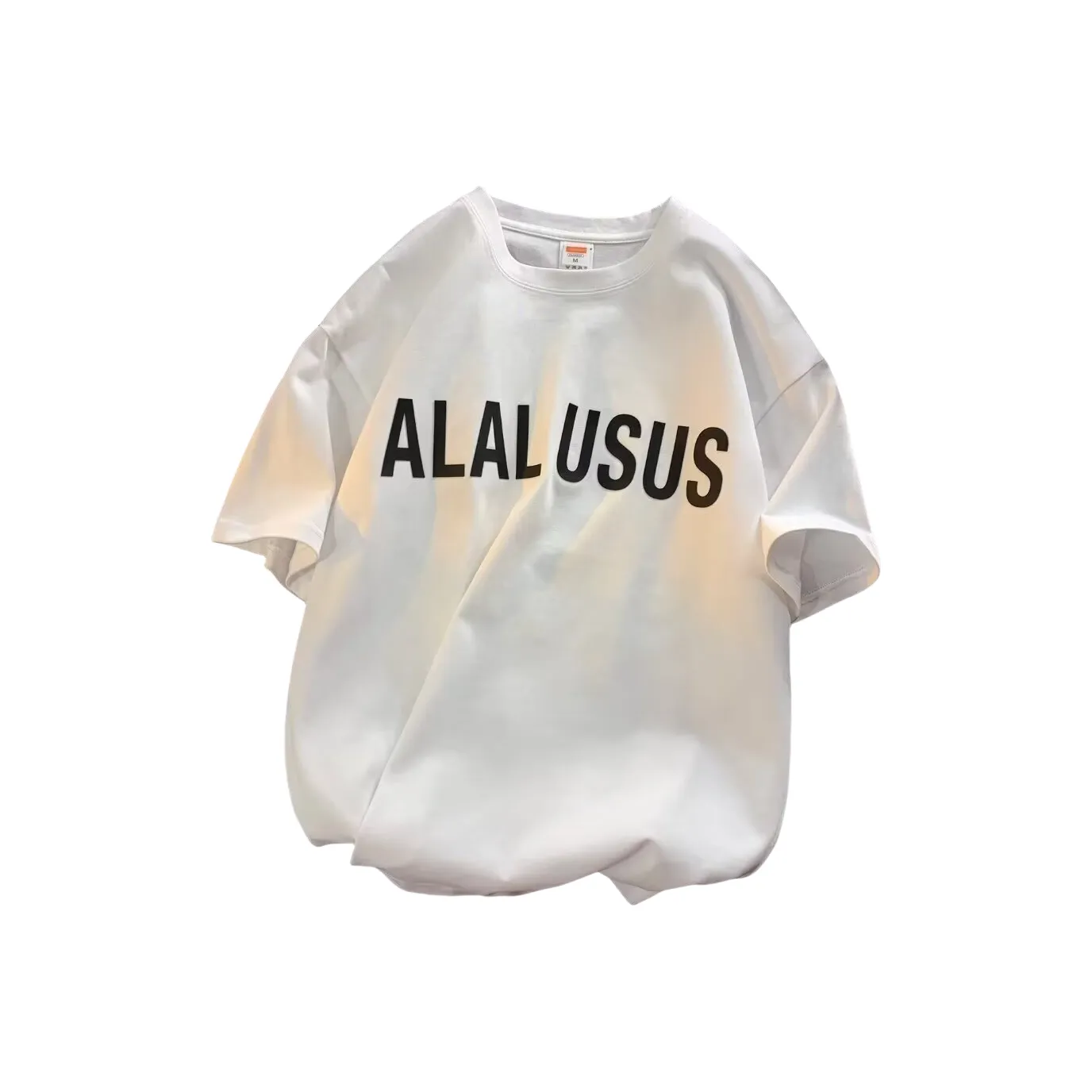 Wooden Rabbit Тяжелый Круглый вырез Рубашка OVERSIZE Повседневный Универсальный Модный С буквой С принтом Свободный крой Короткий рукав Мужской