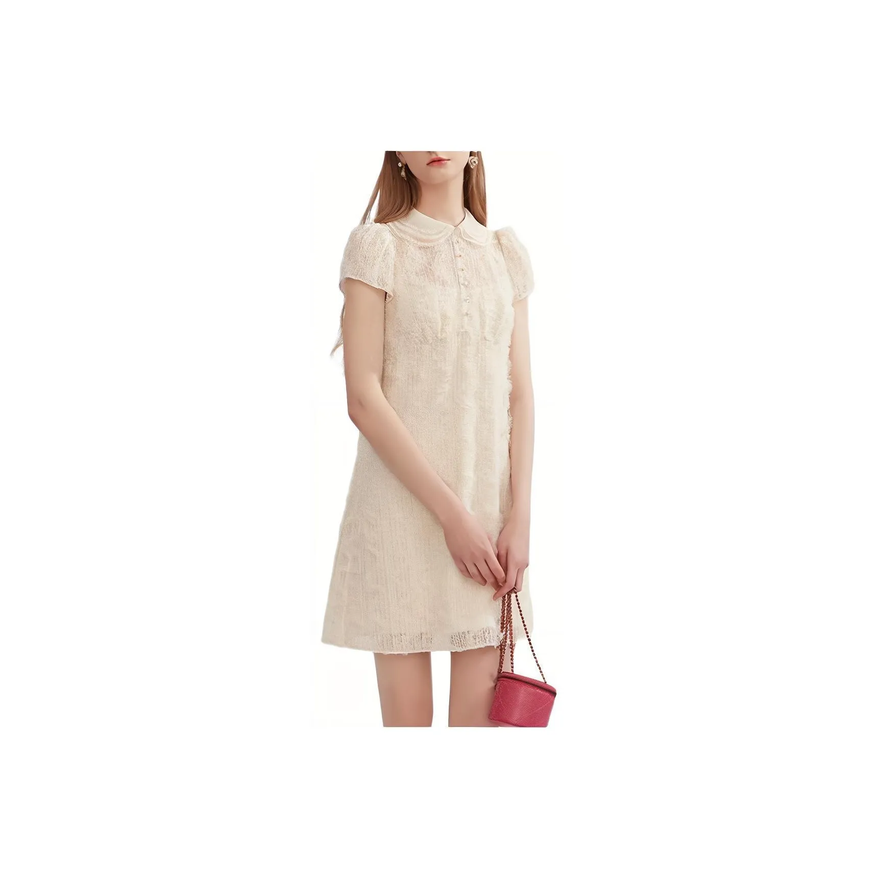 Caroline Короткий рукав Платье Женское Бежевый