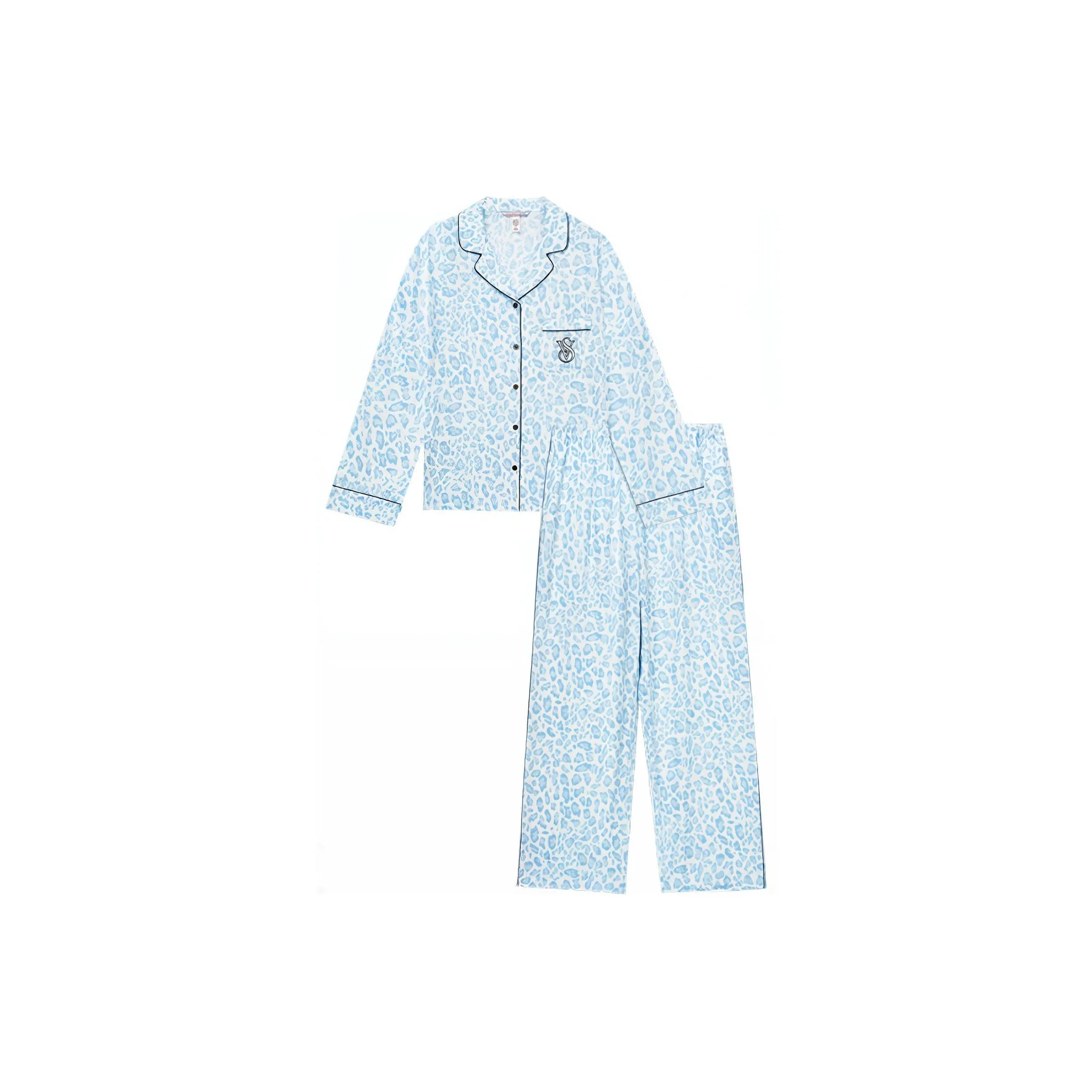 Victoria's Secret Pajama Set Women's Blue Leopard Print
