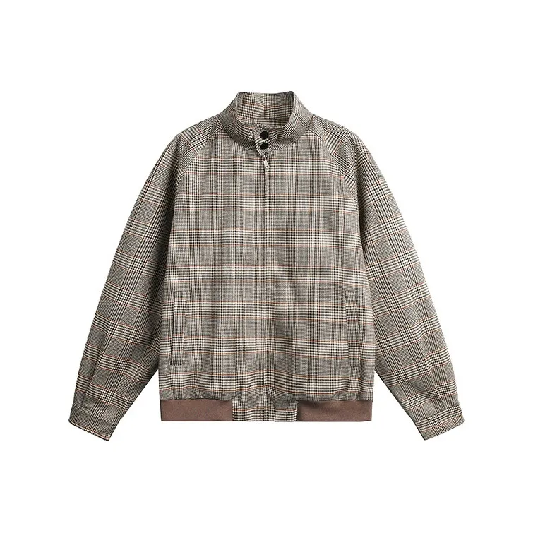 LINGSHI Коричневый узор "гусиная лапка" унисекс куртка