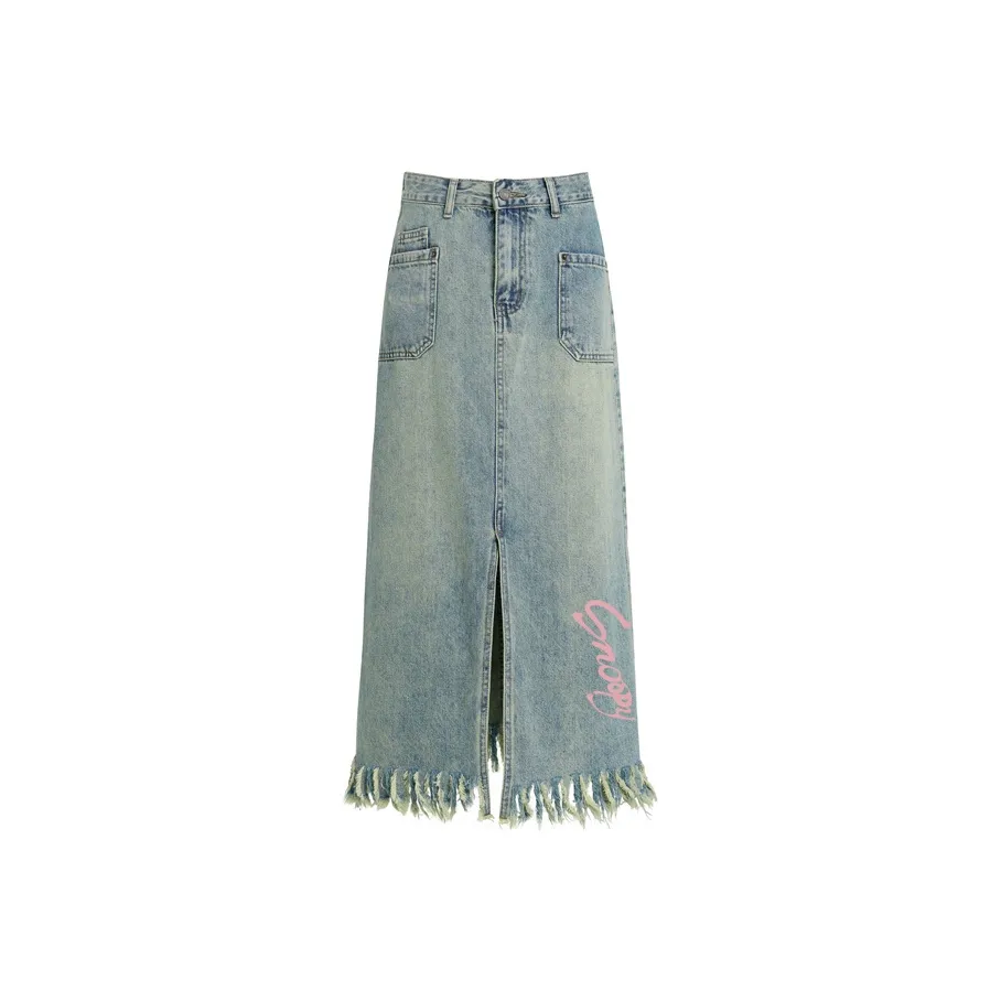 SNOOPY Denim Long Skirt Women's