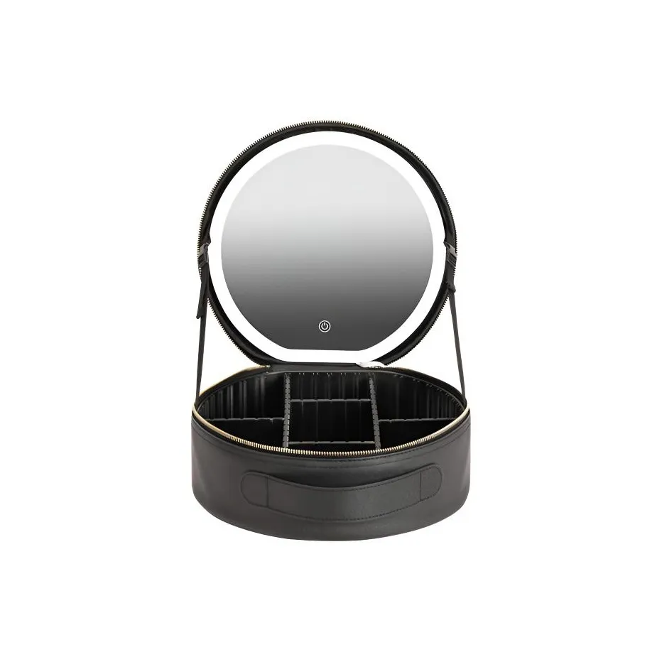 XZAN LED Полоса Светодиодные Ленты Зеркало Круглое Косметичка для макияжа Косметичка для макияжа Большая емкость Путешествие Портативный Косметический мешок для хранения