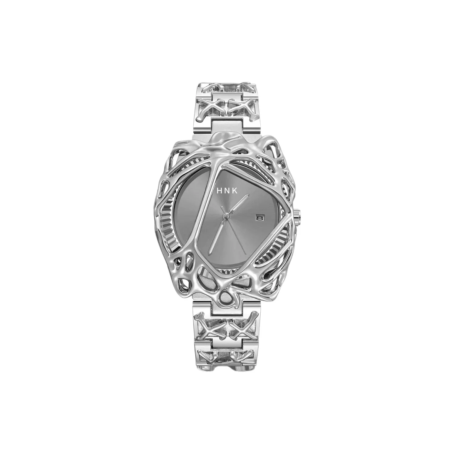 HNK Кварцевый механизм ремешок из нержавеющей стали унисекс синий циферблат