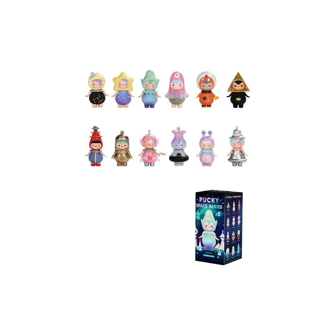 POP MART Beech Pucky Space Collection Mystery Boxes Single Mystery Box/Full Box 12 Pcs