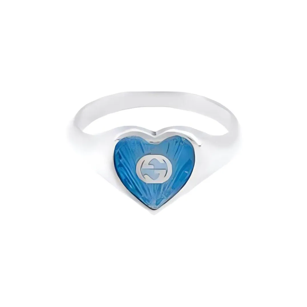 GUCCI Ring With Interlocking G Enamel Heart
