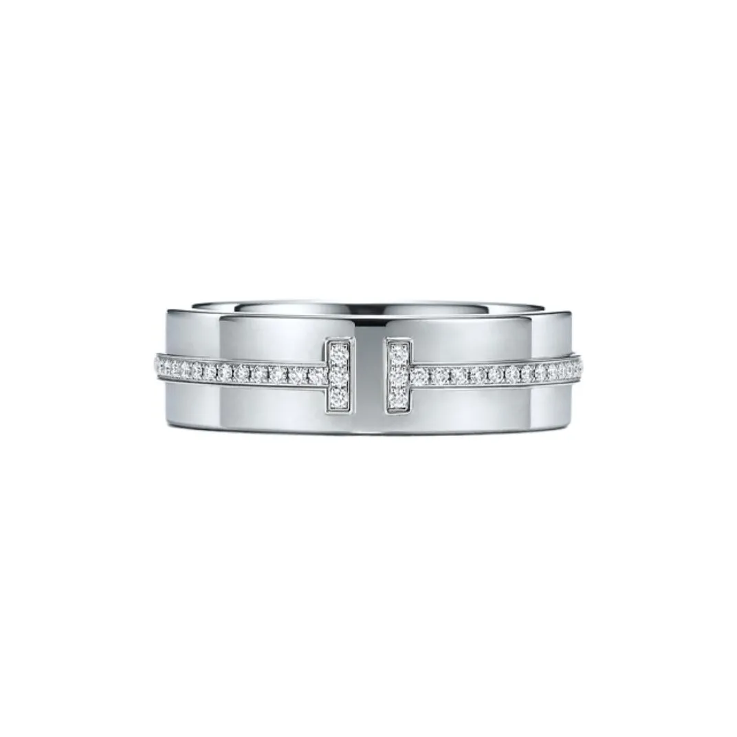 TIFFANY & CO. Pre Owned 2010s 18K White Gold T Diamond Ring
