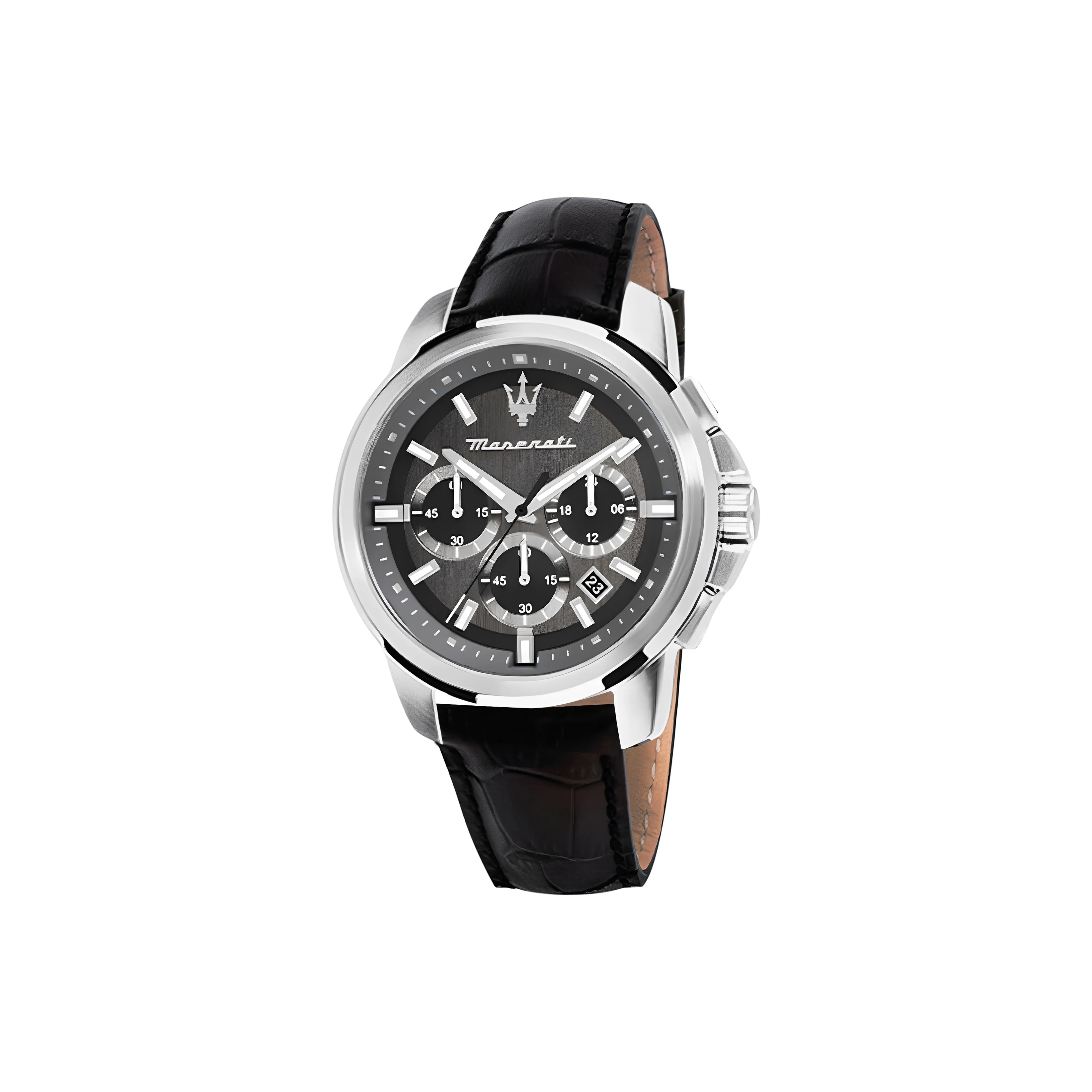 Maserati Кварцевые наручные часы механизм ремень из натуральной кожи 44 мм серый циферблат унисекс