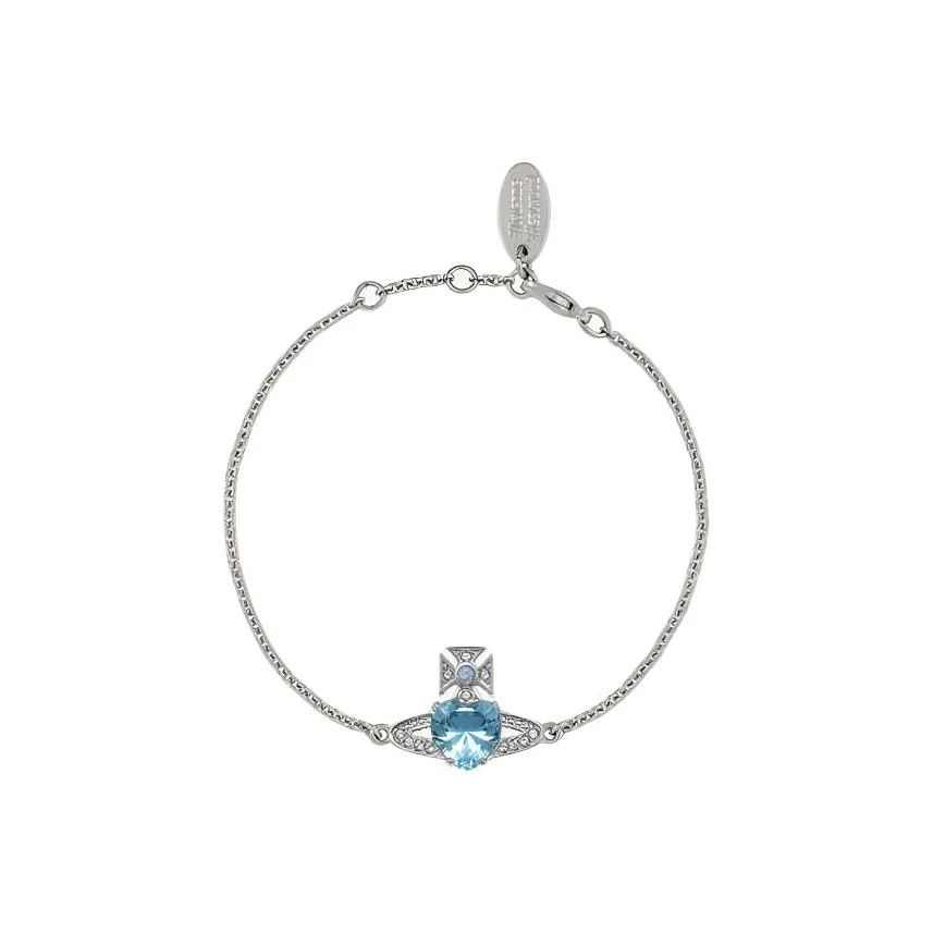 Вивьен Вествуд Искусственный кристалл Saturn Сердце Синий бриллиант Украшение Браслет Женское Серебро Синий