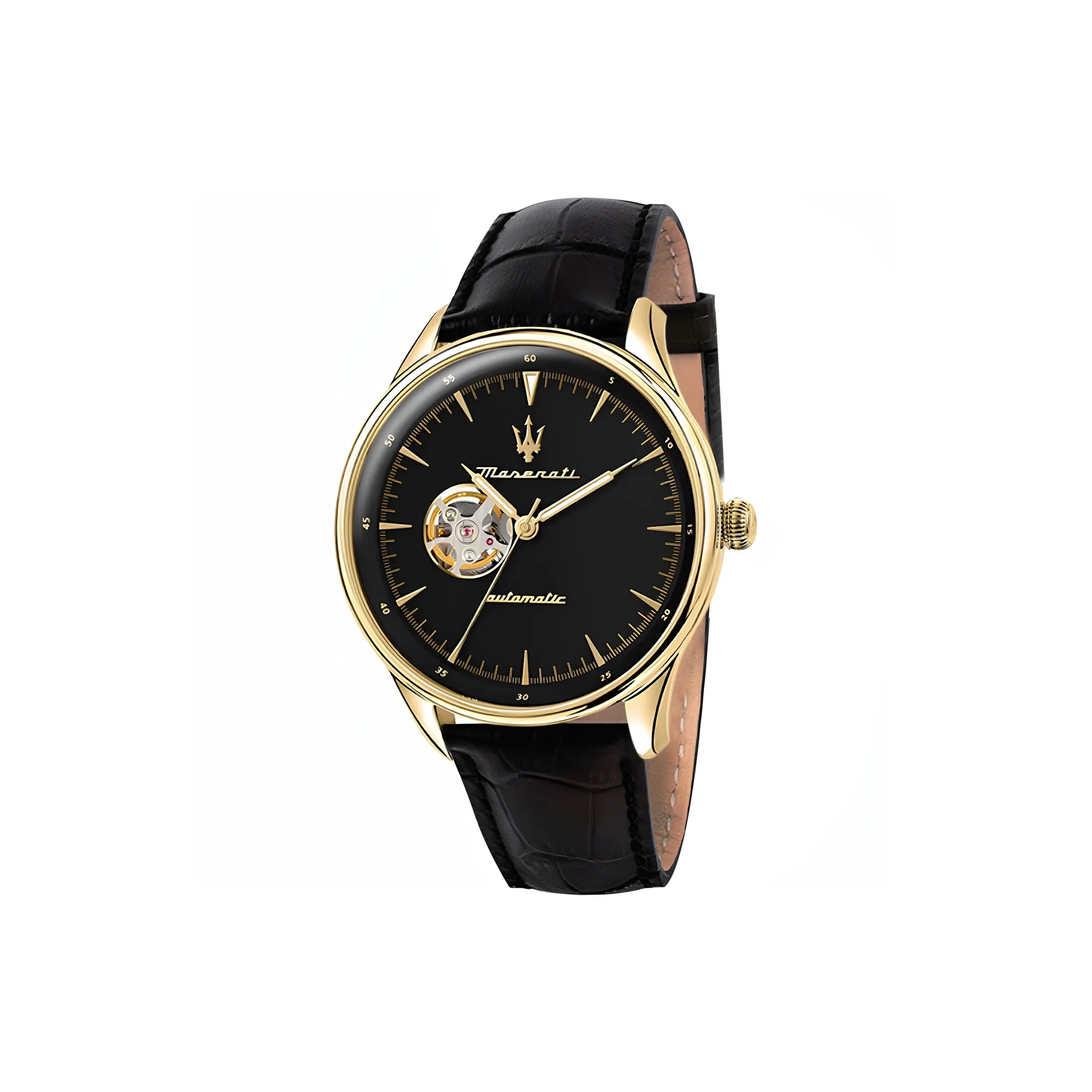 Maserati Наручные часы Автоматический Механический Механизм Естественная Кожа Ремешок Черный Циферблат Унисекс