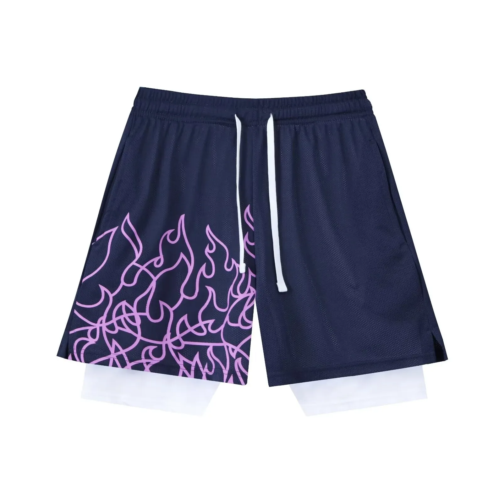 KPADB Спорт Тренировки Four WAY Эластичный Мужские Беговые Двойные Шариковые Шорты Фитнес Повседневный Баскетбольные Шорты Унисекс